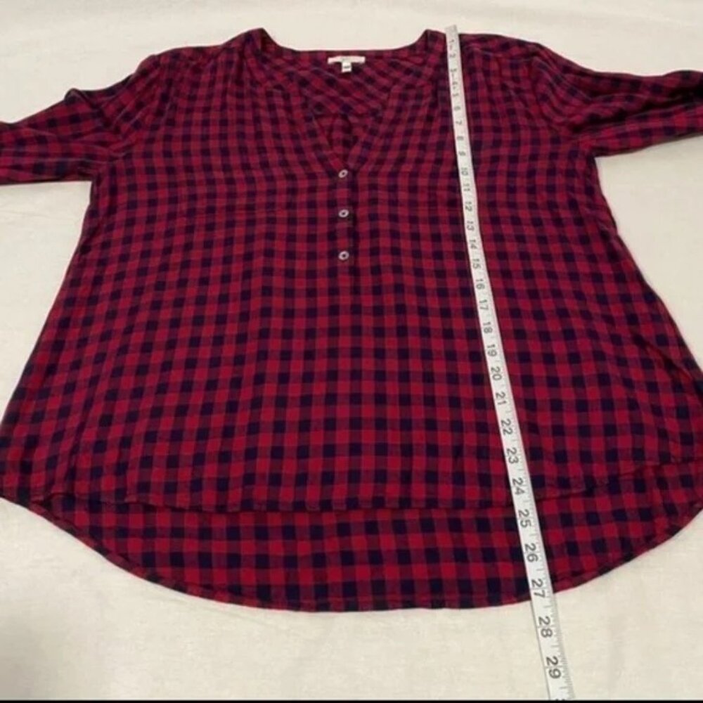 Joie Red Gingham Plaid Popover Top - Picture 4 of 7